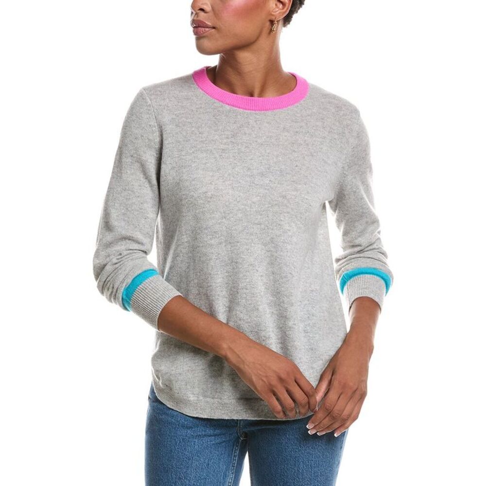 Autumn Cashmere Womens  Shirttail Crewneck 100% Cashmere Sweater, Navy